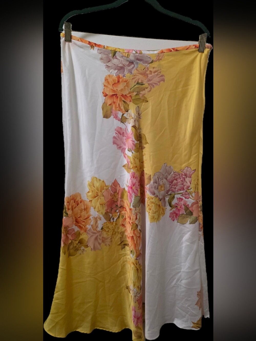 ANTONIO MELANI Yellow & Cream Floral Midi Skirt - Picture 3 of 4